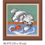 Набор для вышивания арт.Овен - 075 М Котенок с рыбкой 16x16 см
