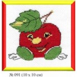Набор для вышивания арт.Овен - 091 М Красное яблоко 10x10 см