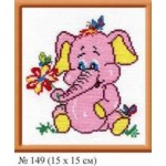 Набор для вышивания арт.Овен - 149 МАЛ Розовый слоник 15x15 см