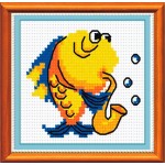 Набор для вышивания МП Студия арт.НВ-038 М Рыбка с саксофоном 10*10
