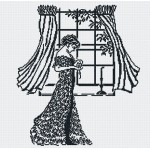 Набор для вышивания МП Студия арт.НВ-131 Б Дама у окна (черн на бел) 32*36