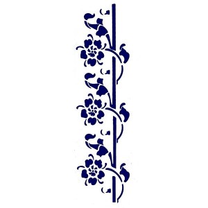 Трафарет с шелковыми вставками арт.IPT-201 Цветок вокруг ветки 12х17см