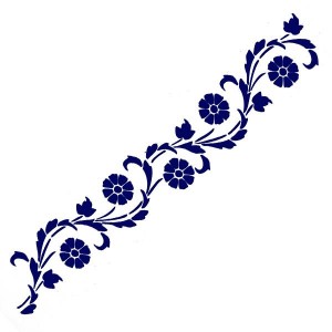 Трафарет с шелковыми вставками арт.IPT-212 Круглые цветочки с листочками 9х30см