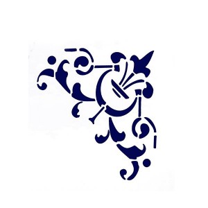 Трафарет с шелковыми вставками арт.IPT-330 Угловой орнамент с лилией 21х22см
