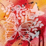 Трафарет-силуэт Marabu арт.28900003 цв.003 бабочки и розы 30*30 см