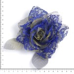 Украшение цветок арт. D07154 цв. синийзолото d-11 см
